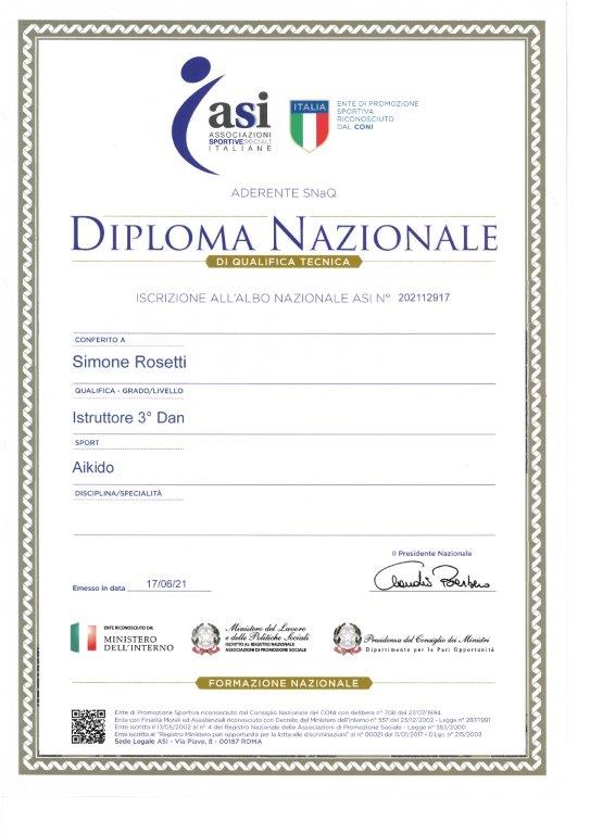 DIPLOMA 3° DAN AIKIDO